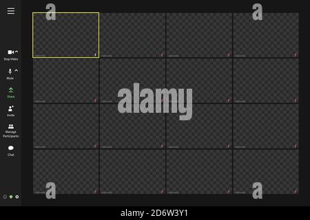 Benutzeroberfläche für Videokonferenzen, Fenster für Videokonferenzanrufe Stock Vektor
