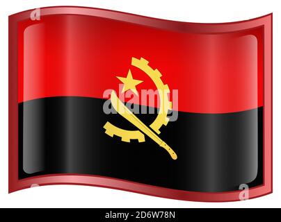 Angola Flaggensymbol, isoliert auf weißem Hintergrund. Stockfoto