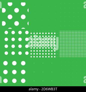 Schwarz-Weiß nahtlose Kreise, Punkte, Flecken Musterset. Monochromer Stipple, Stippling, Halbton-Hintergrund eingestellt. Vektor Stock Vektor