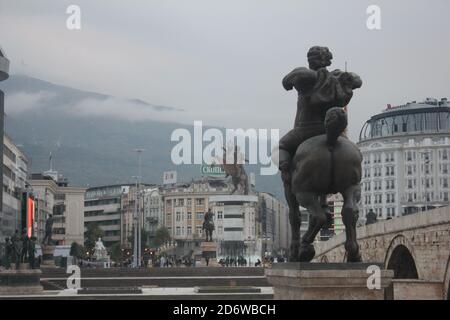 Mazedonien Platz in Skopje Stadt in Nord-Mazedonien Stockfoto