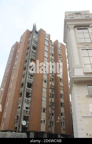 Kommunistische Gebäude in Skopje Stadt in Nord-Mazedonien Stockfoto