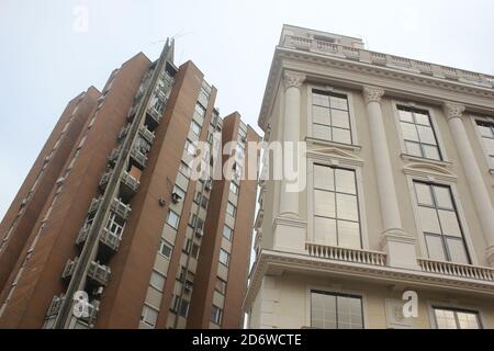 Kommunistische Gebäude in Skopje Stadt in Nord-Mazedonien Stockfoto