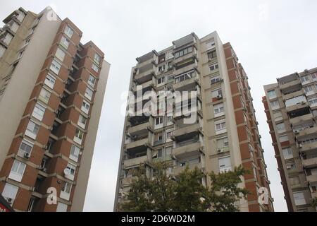 Kommunistische Gebäude in Skopje Stadt in Nord-Mazedonien Stockfoto