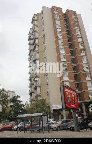 Kommunistische Gebäude in Skopje Stadt in Nord-Mazedonien Stockfoto