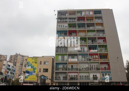 Kommunistische Gebäude in Skopje Stadt in Nord-Mazedonien Stockfoto