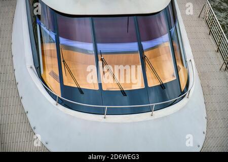 Kabine des Kapitäns des Schiffes, Draufsicht Stockfoto