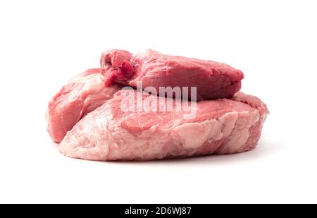 Food Hintergrund auf weißem Hintergrund, Schweinefleisch. Seitenansicht. Stockfoto