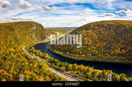 Luftaufnahme von Delaware Water Gap Stockfoto