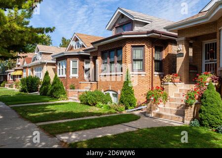 Bungalows auf der Nordwestseite von Chicago Stockfoto