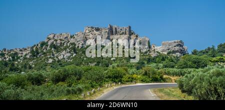 Ruinen der mittelalterlichen Château des Baux-de-Provence, Département Bouches-du-Rhône, Südfrankreich Stockfoto