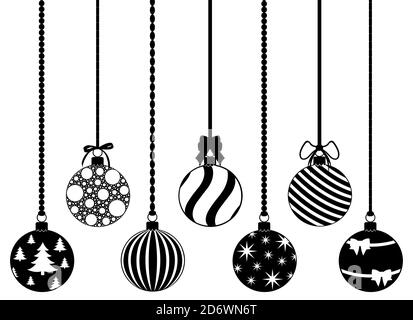 Sammlung von verschiedenen hängenden Weihnachtsdekorationen Stockfoto
