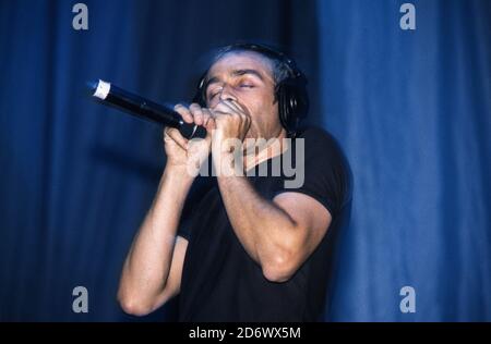 Underworld beim V2000 Festival, Chelmsford, Essex, Großbritannien. Stockfoto