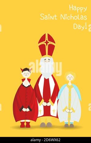 Nikolaus ist ein Winter religiösen Charakter. Christentum. Postkarte zum Tag des heiligen nikolaus. Stock Vektor