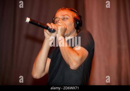 Underworld beim V2000 Festival, Chelmsford, Essex, Großbritannien. Stockfoto