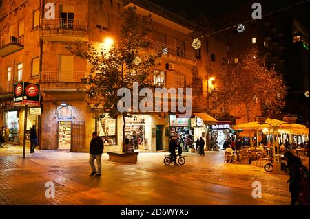 Ben Yehuda Promenade in Jerusalem. Stockfoto