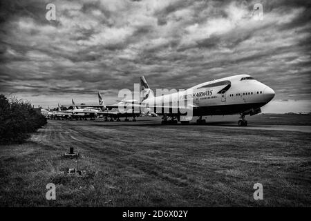 British Airways Boeing 747 Jumbo Jets Werden Am Cotswold Airport In Der Nähe Von Kemble In Den Cotswolds Recycelt. Stockfoto