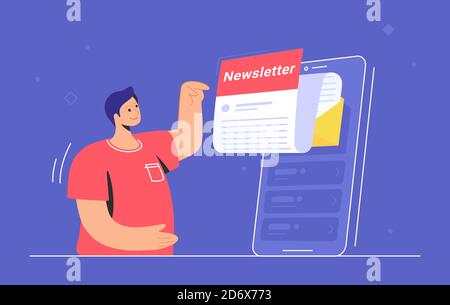 Newsletter Anmeldung online in der mobilen App Stock Vektor