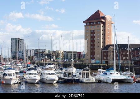 Galerie im Dachgeschoss von Swansea Marina, Swansea (Abertawe), Stadt und Grafschaft Swansea, Wales, Vereinigtes Königreich Stockfoto