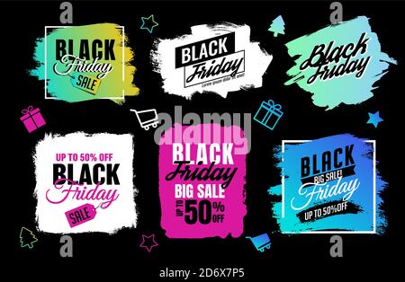 Hintergrund Vektor Pinselstriche für schwarze Freitag Designs. Vorgestelltes schwarzes Freitag Text. Für die Förderung in Anzeigen, Banner, Broschüren, Plakate, Co Stock Vektor