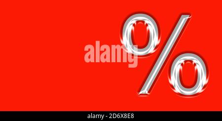 Großes 3D-Rendering auf einem rot reflektierenden Hintergrund Stockfoto