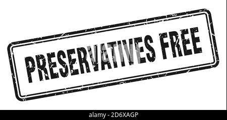 Konservierungsstoffe frei Stempel. Quadratisches Grunge Zeichen isoliert auf weißem Hintergrund Stock Vektor