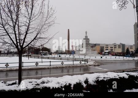 Verschneiten Tag auf der Straße in Eskisehir Stockfoto