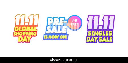 11.11 Herbst Sale Tag Geschenk Promotion Element Banner Hintergrund. Gutschein-Design Für Den Global Shopping Day. World Shopping Day Sale Stock Vektor