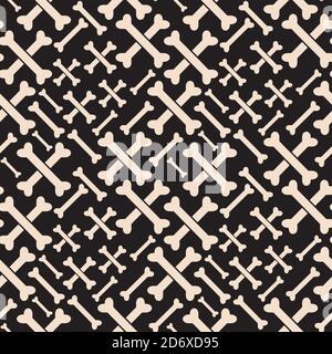 Crossbones Cartoon Vektor Stock Illustration. Nahtlose Muster Design Vorlage. Schwarz und Beige Farbthema Stock Vektor