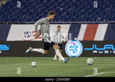 Foxborough, Vereinigte Staaten Von Amerika. Oktober 2020. Kacper Przybylko (#23 Philadelphia) Aufwärmen vor dem MLS-Match zwischen New England Revolution und Philadelphia Union im Gillette Stadium in Foxborough, Massachusetts. KEINE KOMMERZIELLE NUTZUNG. Morgan Tencza/SPP Kredit: SPP Sport Pressefoto. /Alamy Live Nachrichten Stockfoto