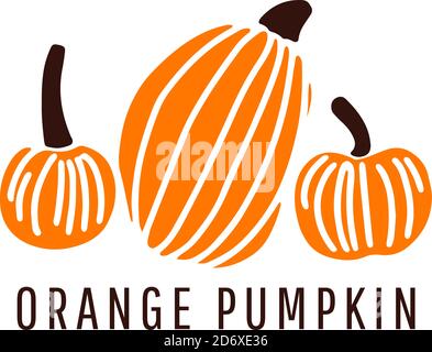 Orange Herbst Kürbis einfach flach Logo Symbol. Vektorgrafik isoliert auf weißem Hintergrund. Stock Vektor