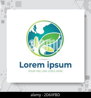 Grüne Welt Logo-Design. Natur Erde Logo Vektor Stock Vektor
