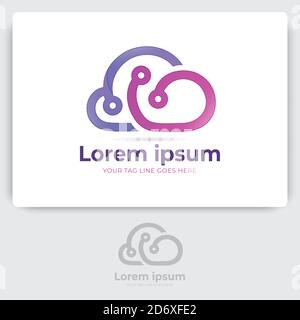 Cloud Tech Logo Design. Datenserver Cloud-Technologie Vektor Stock Vektor