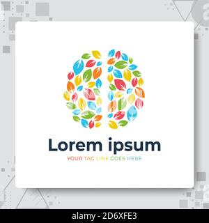 Gehirn hinterlässt Kinderbetreuung Bildung Logo. Wachsende Gehirn Design Vektor. Stock Vektor