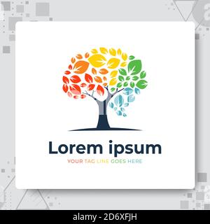 Brain Tree Kinderbetreuung Bildung Logo. Wachsende Gehirn Design Vektor. Stock Vektor