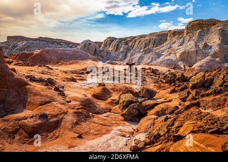Der Toadhocker Trail führt zu einem Gebiet von Hoodoos und Ausgewogene Felsformationen durch Jahrhunderte der Erosion und ist geschaffen Teil der Grand Staircase-Escala Stockfoto