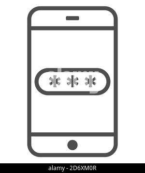 Mockup-Telefon mit verschlüsselter Passwortauthentifizierung. Zwei-Faktor-Authentifizierung oder Multifaktor-Authentifizierung oder Einmalkennwort-OTP-Symbol. Stock Vektor