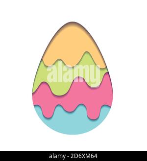 Illustration der Eierschnitzerei von Papier mit Farbtropfen und Schatten. Vektor ostern Element für Karte für Grüße, Einladungen, Banner, Aufkleber und für Stock Vektor