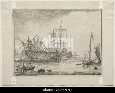 Ships Under Repair 1701 Ludolf Backhuysen (Niederländisch, 1631-1708), Etching Stockfoto