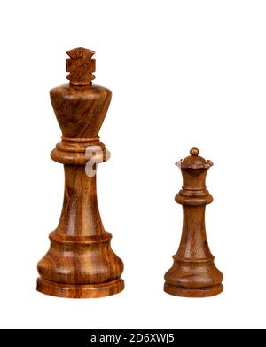 Großer König und kleine Königin isoliert auf einem weißen Hintergrund Stockfoto