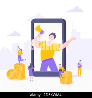 Empfehlen Sie einen Freund flache Stil Design Vektor Illustration Business-Konzept. Stock Vektor