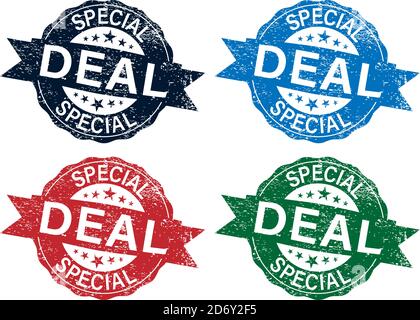 Briefmarken-Set mit Text spezielle Angebote innen, Vektor-Illustration Stock Vektor
