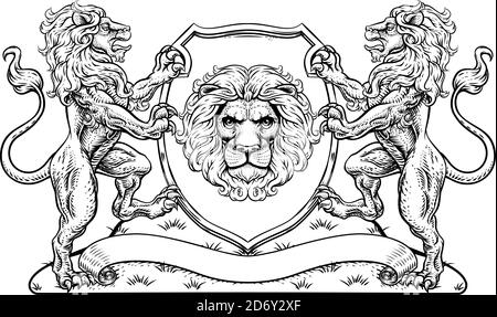 Wappen Lions Crest Shield Family Seal Stock Vektor