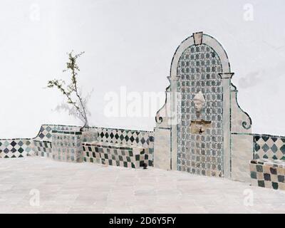 Palacio Nacional de Sintra, der Nationalpalast in Sintra, in der Nähe von Lissabon, Teil des UNESCO-Weltkulturerbes. Innenhof. Europa, Südeuropa, Portu Stockfoto