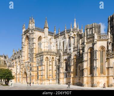 Das Kloster von Batalha, Mosteiro de Santa Maria da Vitoria, als UNESCO-Weltkulturerbe. Eine Touristenattraktion nördlich von Lissabon. Europa, Sout Stockfoto