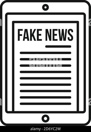 Tablet gefälschte Nachrichten Symbol. Umriss Tablet Fake News Vektor-Symbol für Web-Design isoliert auf weißem Hintergrund Stock Vektor