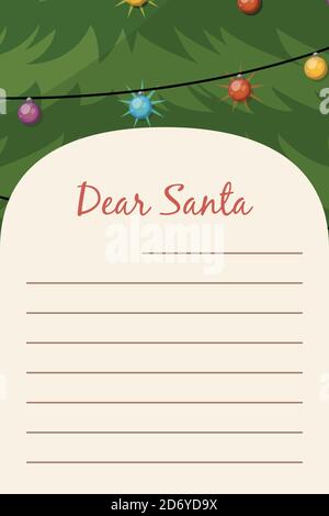 Liebe Santa Weihnachten Briefpapier Vorlage Brief Papier Hinweis. Vektorgrafik Stock Vektor