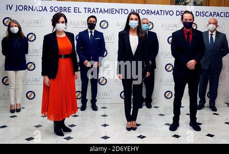 Madrid, Madrid, Spanien. Oktober 2020. Königin Letizia von Spanien nimmt am 20. Oktober 2020 an der 4. Konferenz zur Informationsbehandlung von Behinderungen am Hauptsitz der Madrider Pressevereinigung in Madrid Teil.Quelle: Jack Abuin/ZUMA Wire/Alamy Live News Stockfoto