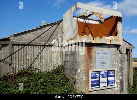 Padstow stillte den Ersten Weltkrieg (1. Weltkrieg), ehemaliger Flugplatz, Crugmeer, Cornwall, England, Großbritannien Stockfoto