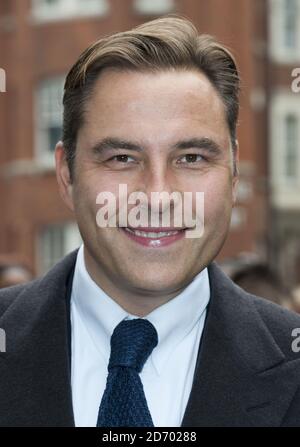 David Walliams kommt bei den britischen Got Talent London-Vorspielen an, beim Hammersmith Apollo im Westen Londons. Stockfoto