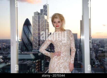 Pixie Geldof Teilnahme an der Jonathan Saunders Fashion Show, die im Broadgate Tower im Rahmen der London Fashion Week stattfand. Stockfoto